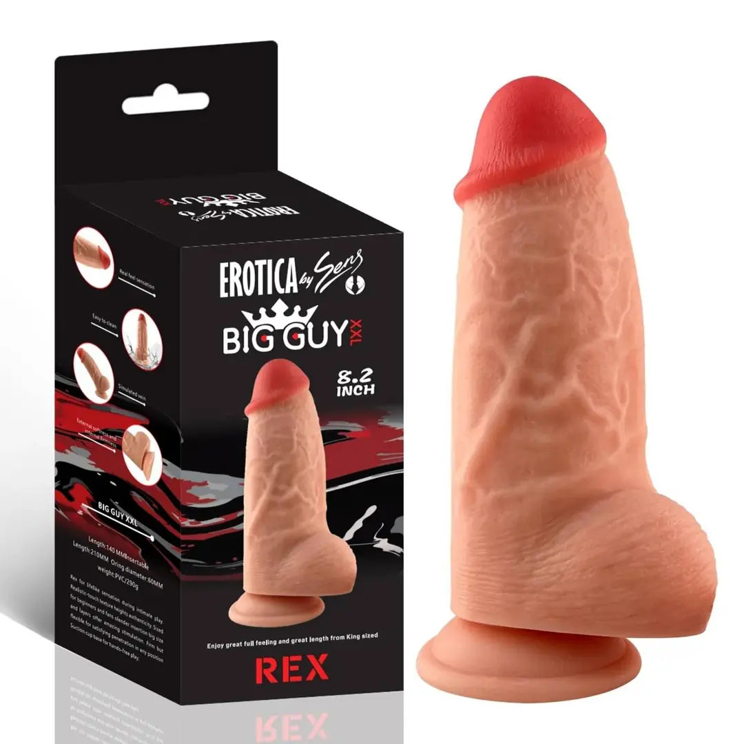 Rex - King Size Realistic Fat Dildo Çok Kalın Kısa Boy Gerçekçi Doku Realistik Yapay Penis 21x6.8 CM