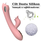 BESS Şarjlı Aynı Anda G Spot Klitoris Uyarıcı Elektrikli Titreşimli Dil Hareketli 2 in 1 Vibratör