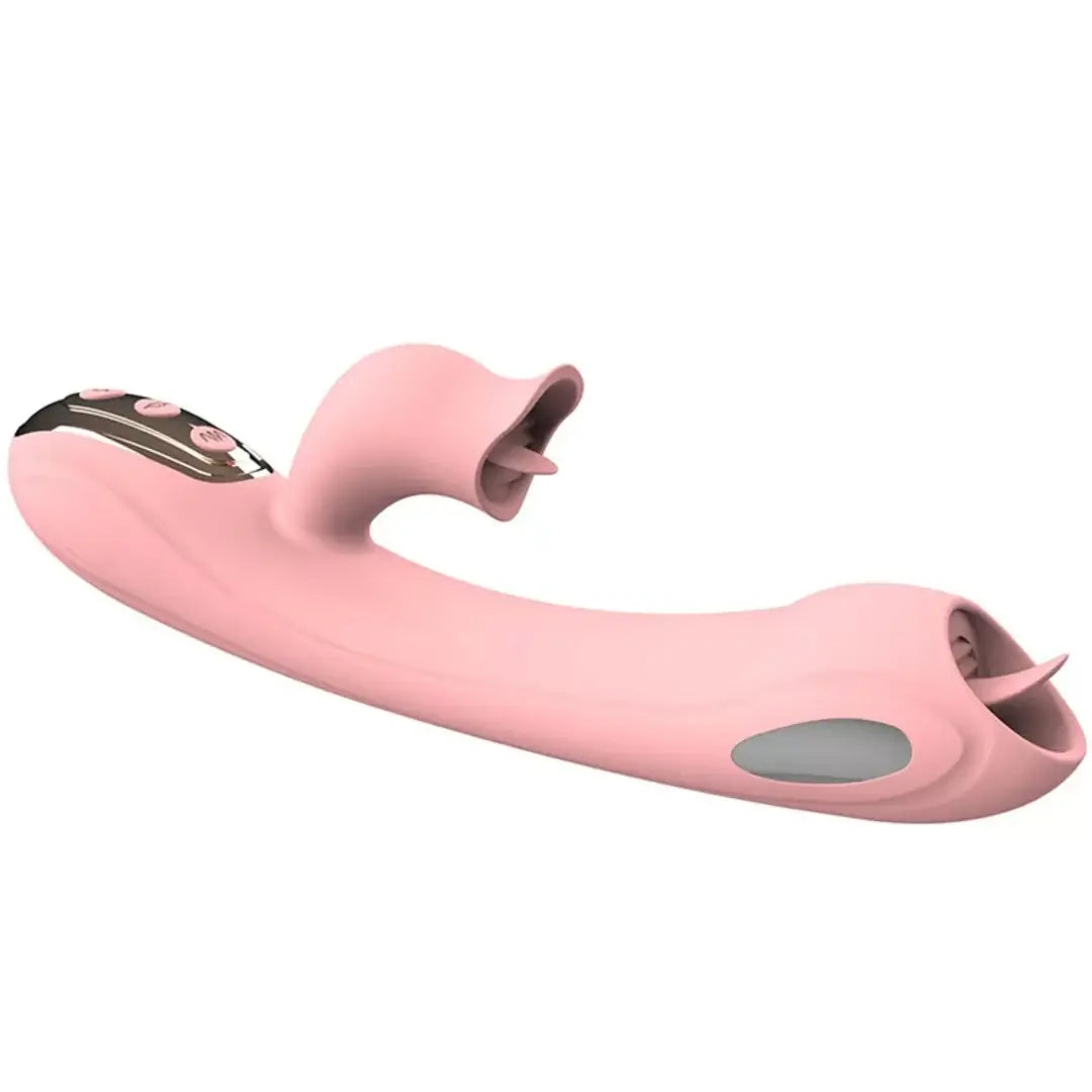 BESS Şarjlı Aynı Anda G Spot Klitoris Uyarıcı Elektrikli Titreşimli Dil Hareketli 2 in 1 Vibratör