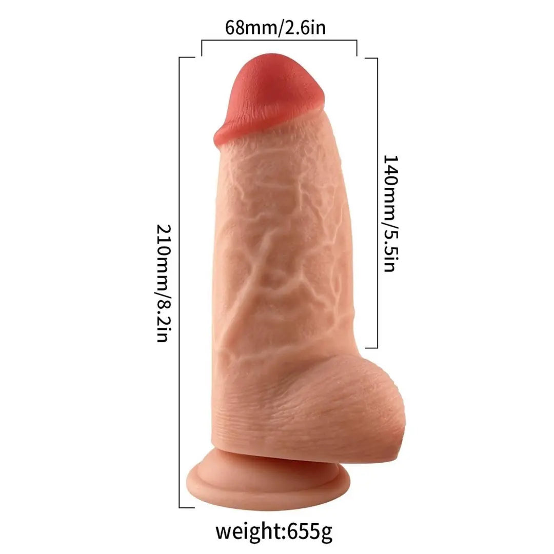 Rex - King Size Realistic Fat Dildo Çok Kalın Kısa Boy Gerçekçi Doku Realistik Yapay Penis 21x6.8 CM