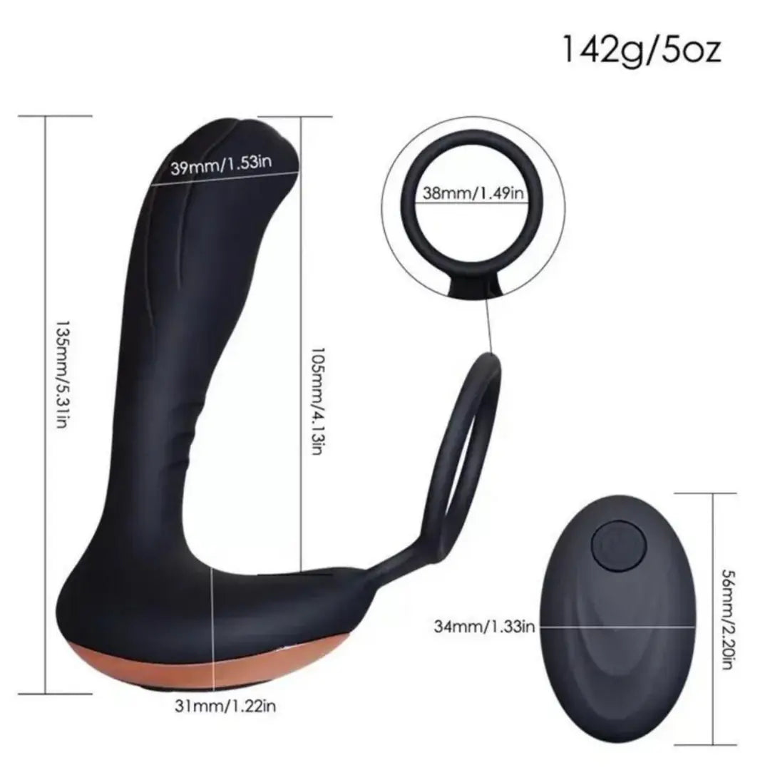 LEMO - Şarjlı Kablosuz Uzaktan Kumadalı Penis Halkalı Prostat Masaj ve Perine Uyarıcı Vibratör