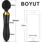 Massage Stick - Şarjlı Su Geçirmez Çift Motorlu Çift Yönlü Kullanım G Spot ve Klitoris Uyarıcı Wand Masaj Vibratör