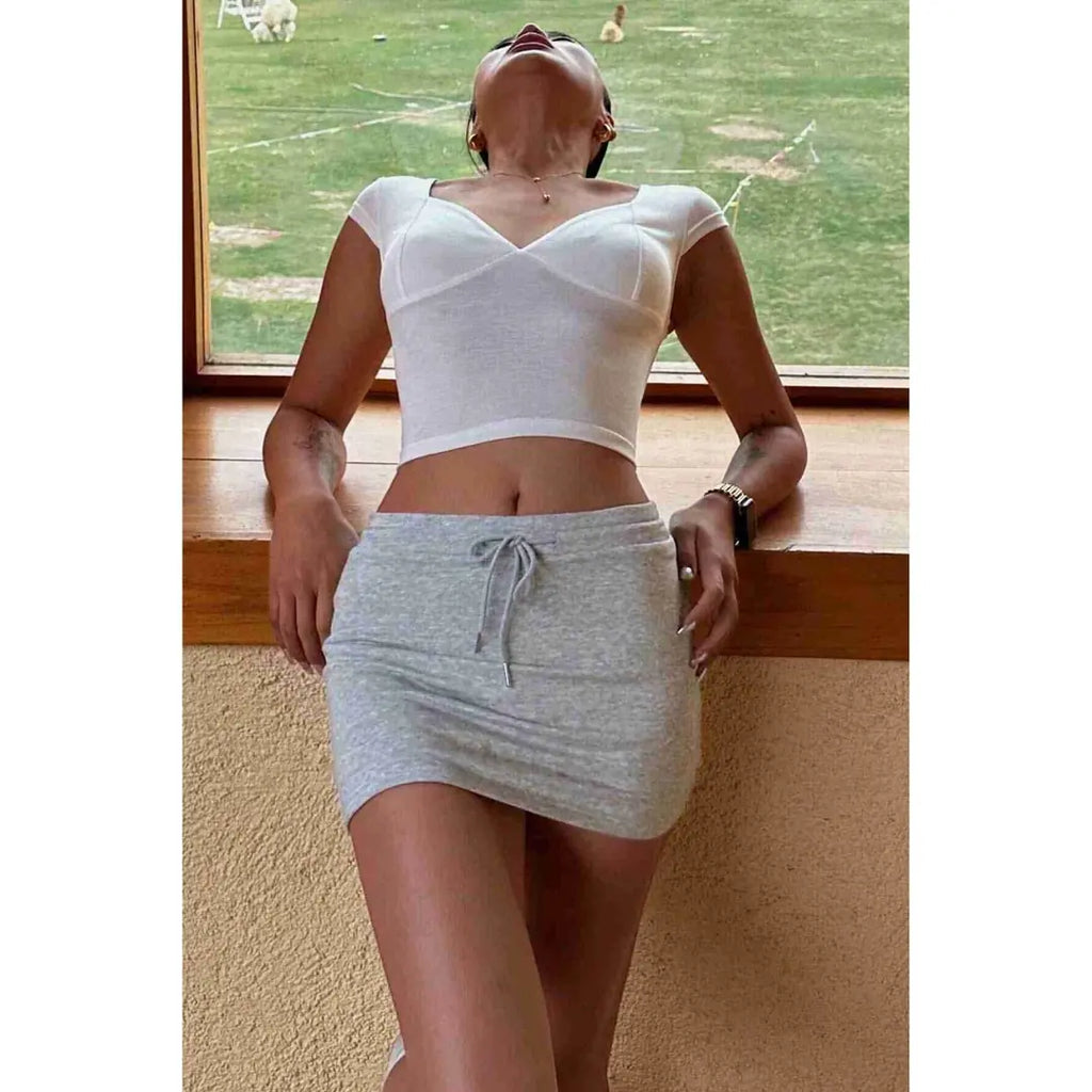 Sens Fantezi İç Giyim Yumuşak Özel Kumaş Seksi Mini Etek Gri - 7117