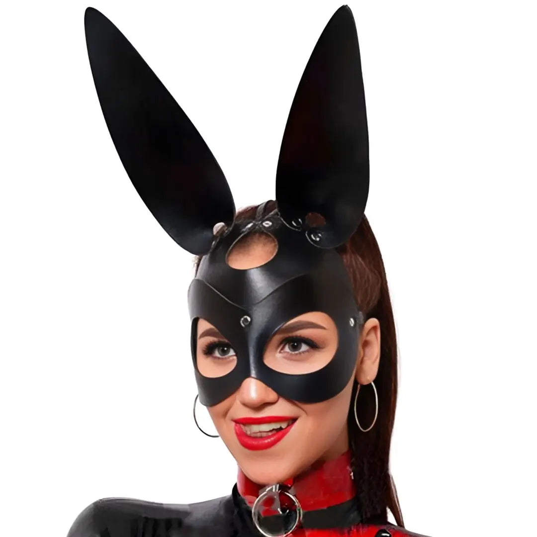 Sens Fantasy Leather Bunny Mask Uzun Kulaklı Playboy Tavşan Deri Maske - J966