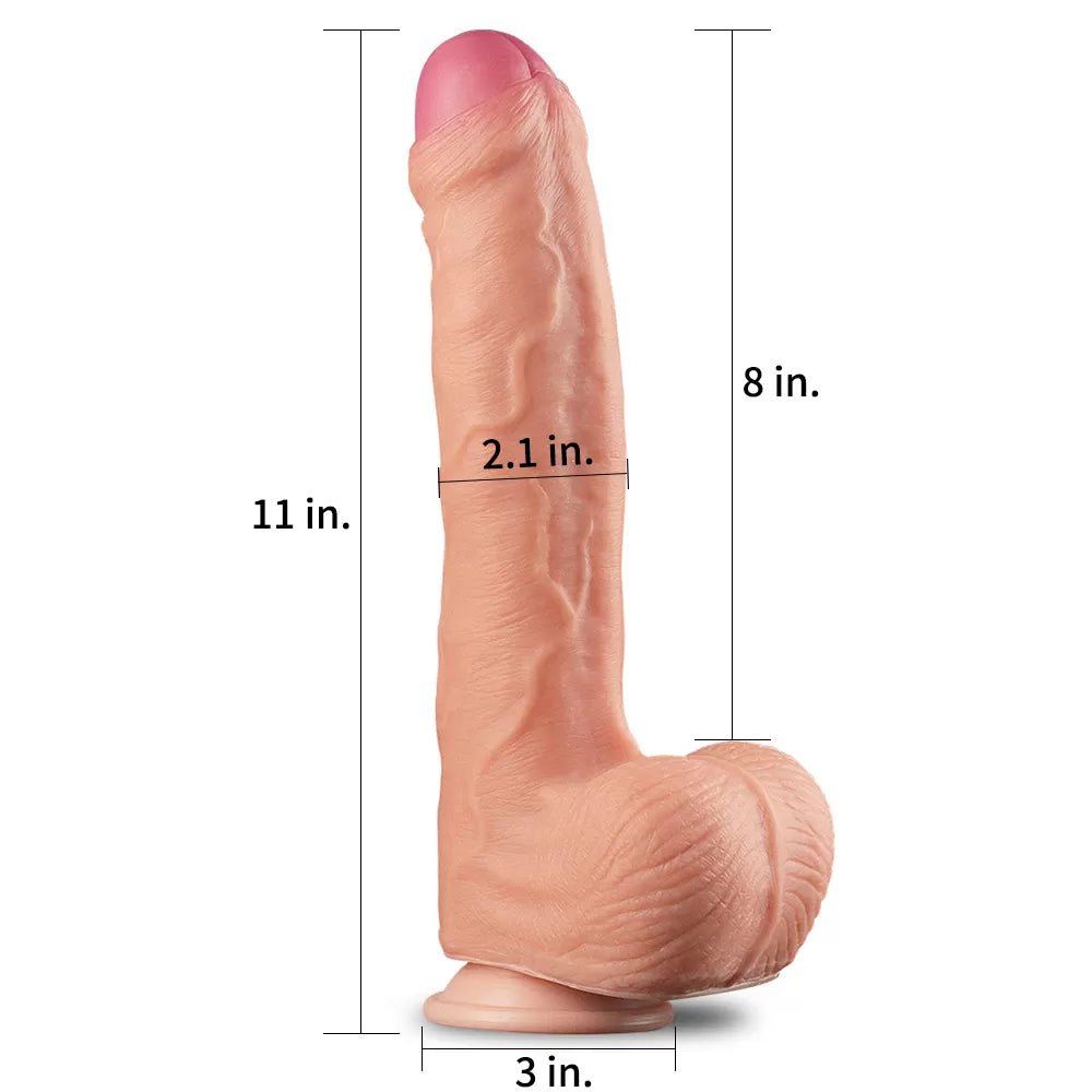 Çift Katmanlı Yumuşak Doku Büyük Boy Realistik Dildo Silikon Gerçekçi Yapay Penis 28x5.3 CM - SENS SHOP