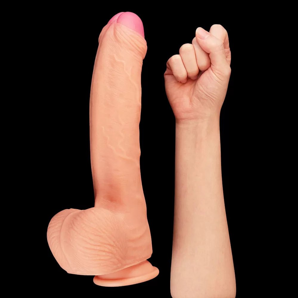 Çift Katmanlı Yumuşak Doku Büyük Boy Realistik Dildo Silikon Gerçekçi Yapay Penis 28x5.3 CM - SENS SHOP