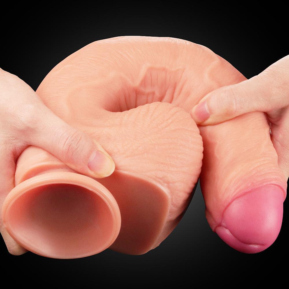 Çift Katmanlı Yumuşak Doku Büyük Boy Realistik Dildo Silikon Gerçekçi Yapay Penis 28x5.3 CM - SENS SHOP