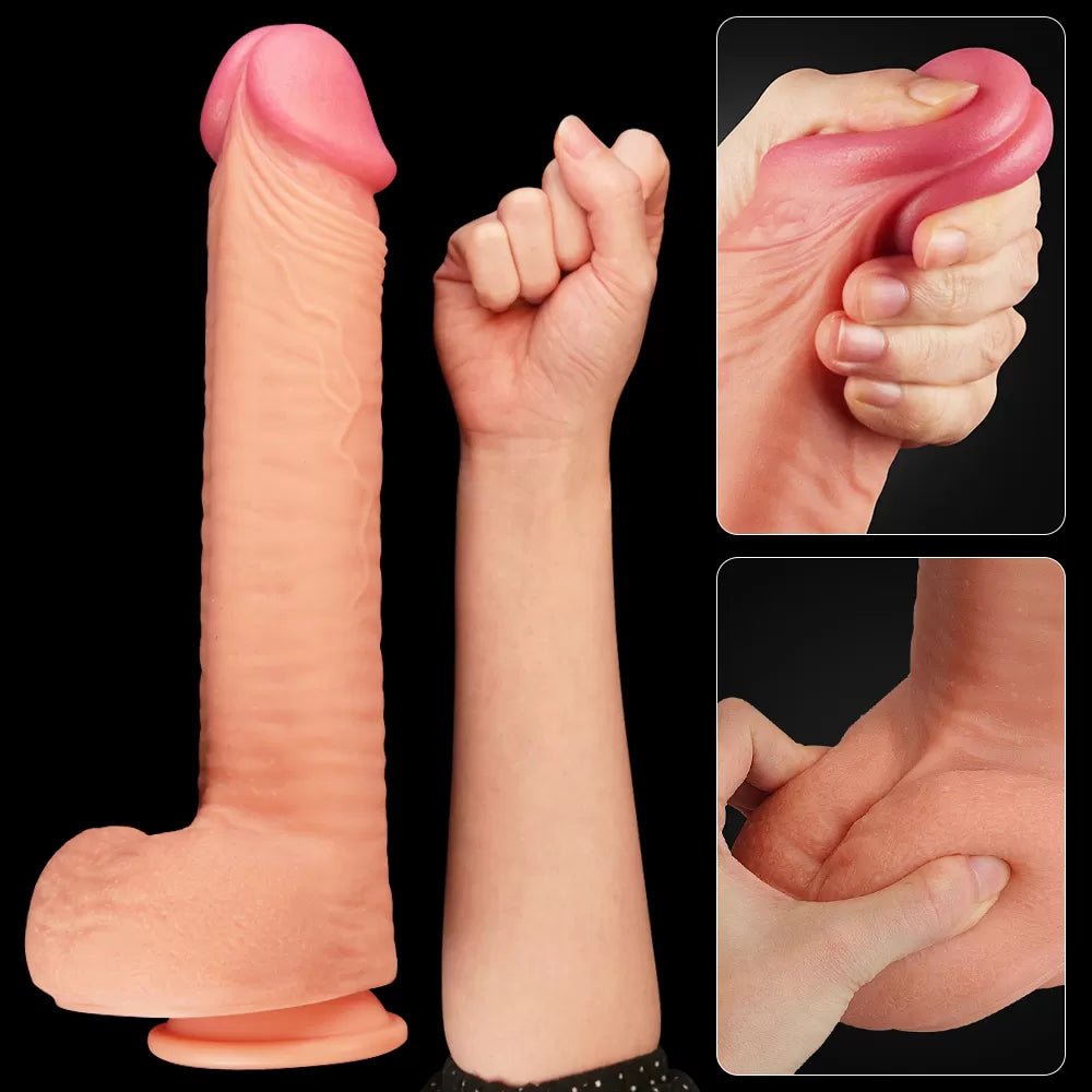 Çift Katmanlı Yumuşak Doku Büyük Boy Realistik Dildo Silikon Gerçekçi Yapay Penis 31x5.3 CM - SENS SHOP
