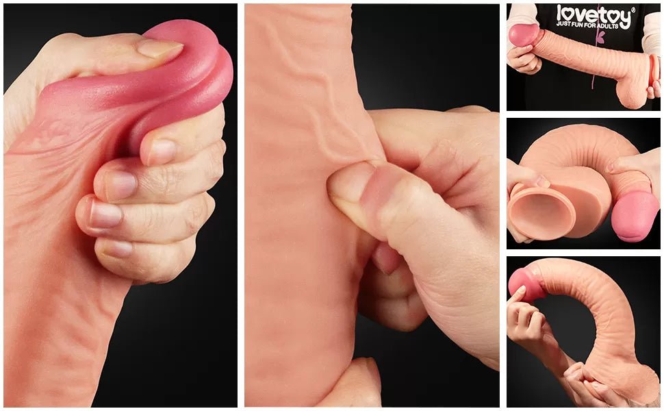 Çift Katmanlı Yumuşak Doku Büyük Boy Realistik Dildo Silikon Gerçekçi Yapay Penis 31x5.3 CM - SENS SHOP