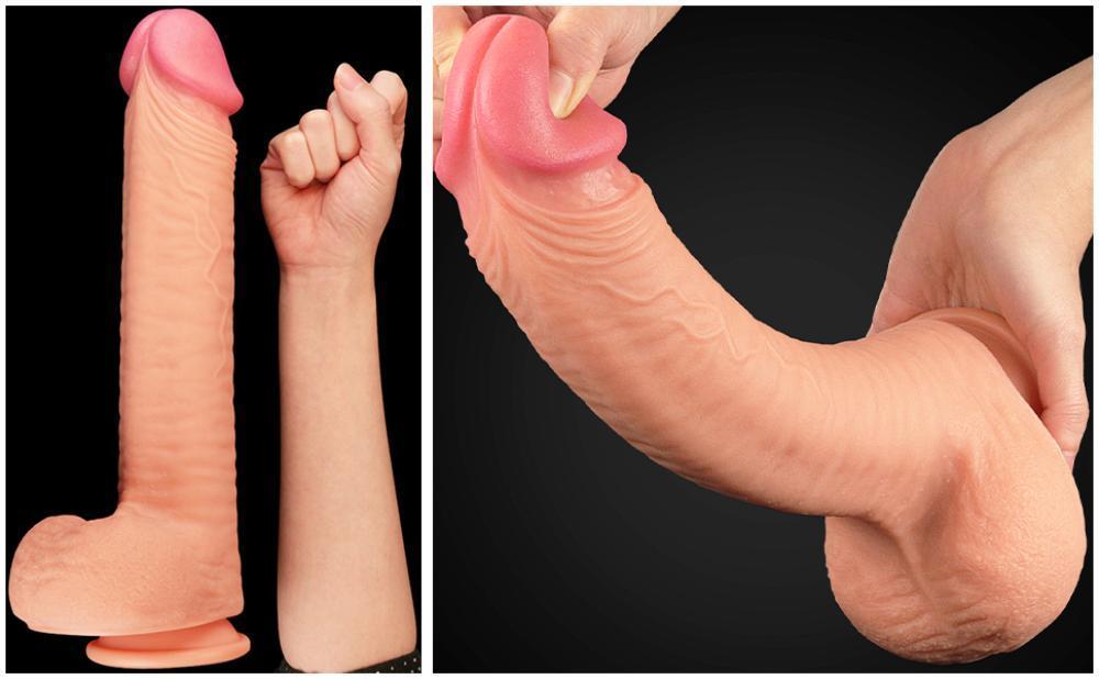 Çift Katmanlı Yumuşak Doku Büyük Boy Realistik Dildo Silikon Gerçekçi Yapay Penis 31x5.3 CM - SENS SHOP