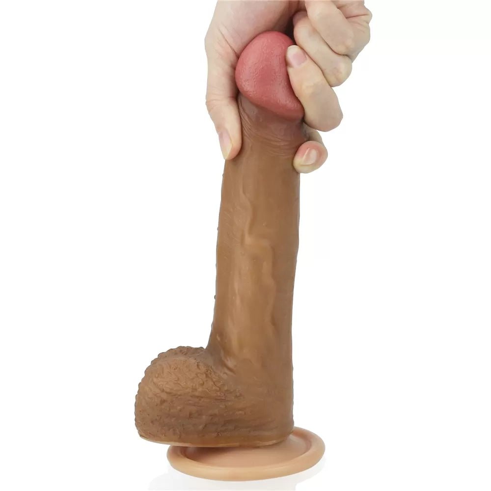 Çift Katmanlı Yumuşak Doku Realistik Dildo Silikon Gerçekçi Yapay Penis 22x3.8 CM - SENS SHOP