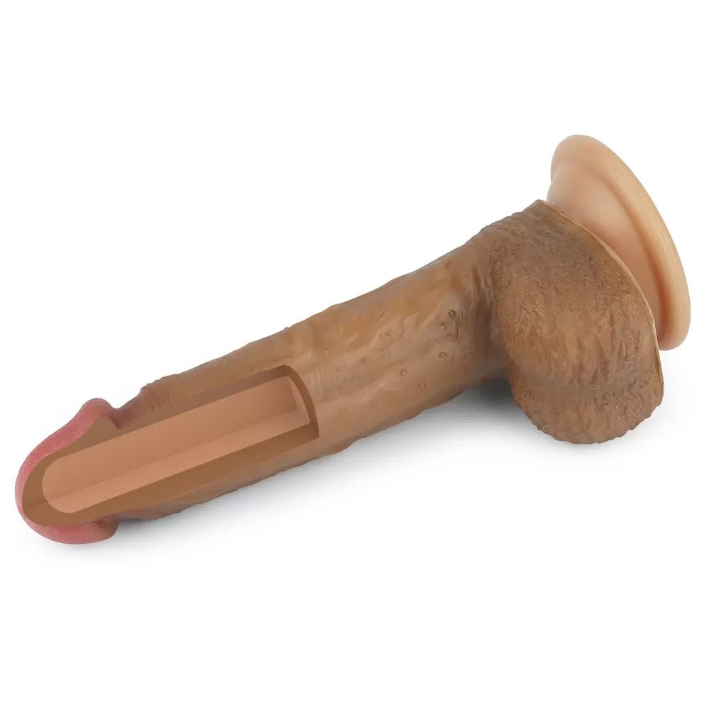 Çift Katmanlı Yumuşak Doku Realistik Dildo Silikon Gerçekçi Yapay Penis 22x3.8 CM - SENS SHOP