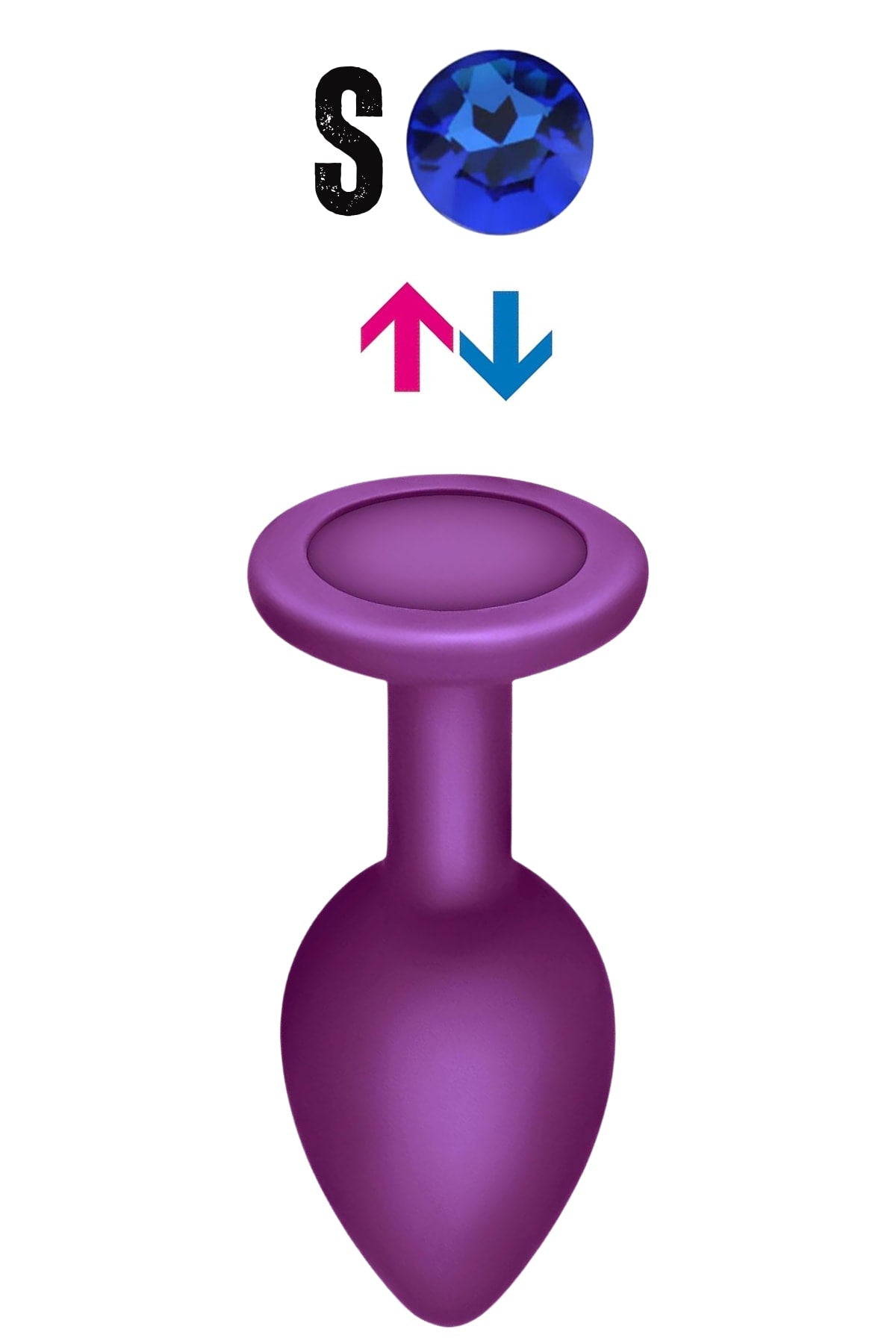 Çıkar-Tak Parlak Mavi Yuvarlak Mücevher Taşlı Mor Pürüzsüz Silikon Anal Butt Plug - Küçük Boy - SENS SHOP