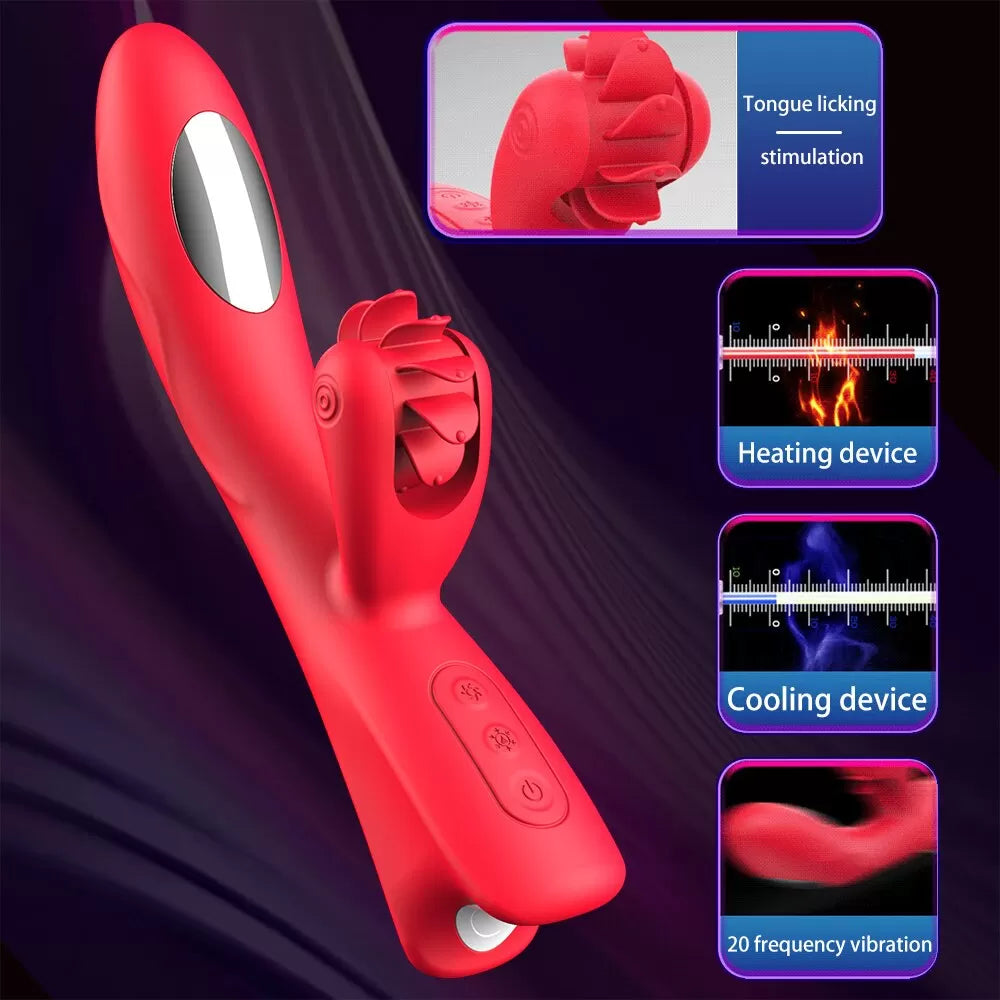 Coolden Stroker Şarjlı Isıtma Soğutma Özellikli Güçlü Titreşimli Yumuşak Hareketli Dil Vibratör