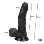 Ryan - Güçlü Vantuzlu Siyahi Realistik Dildo Eğik Yapı Gerçekçi Yapay Penis 21x4.2 CM