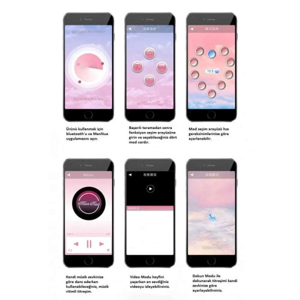 Mannuo - Telefon Kontrollü Bluetooth Destekli Güçlü Titreşimli Vibratör G Spot Uyarıcı Orgazm Kegel Topu