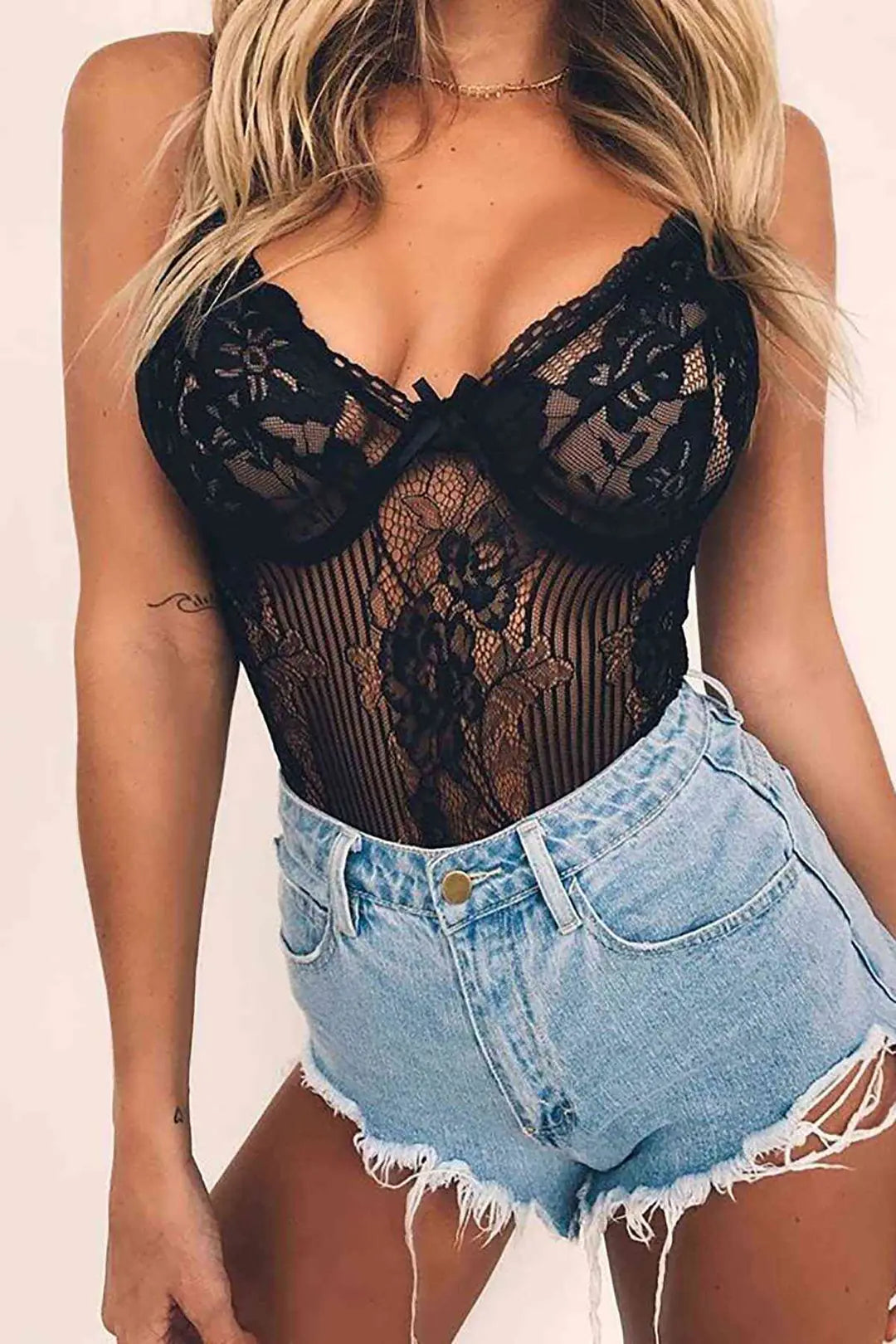 Sens Fantezi İç Giyim Askılı Dantelli Seksi Bodysuit Erotik Gecelik - 2517