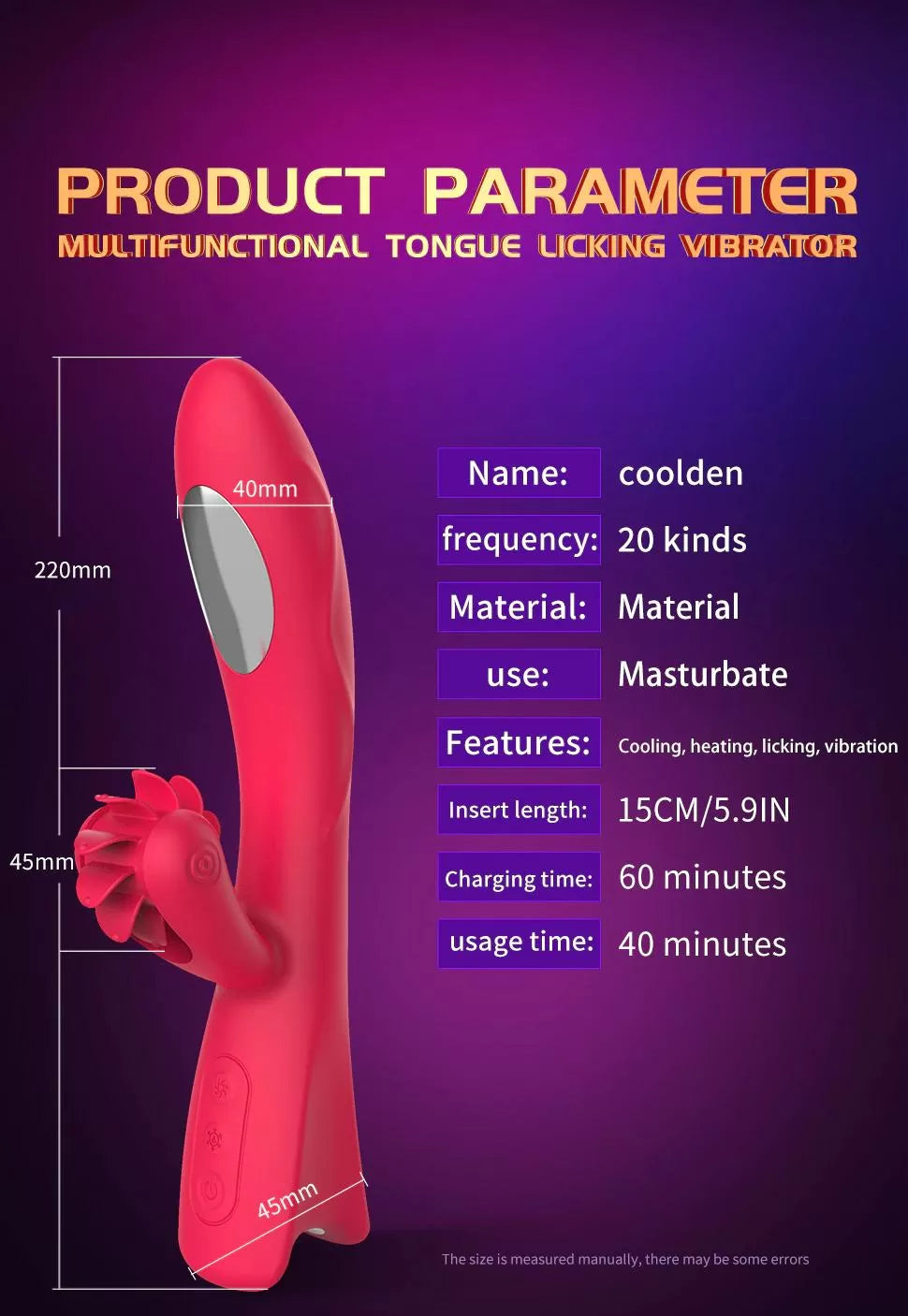 Coolden Stroker Şarjlı Isıtma Soğutma Özellikli Güçlü Titreşimli Yumuşak Hareketli Dil Vibratör