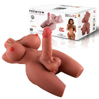 Dylan - Anal Vajina Girişli 19 CM Yapay Penis Zenci Trans Realistik Manken Yarım Vücut Dildo