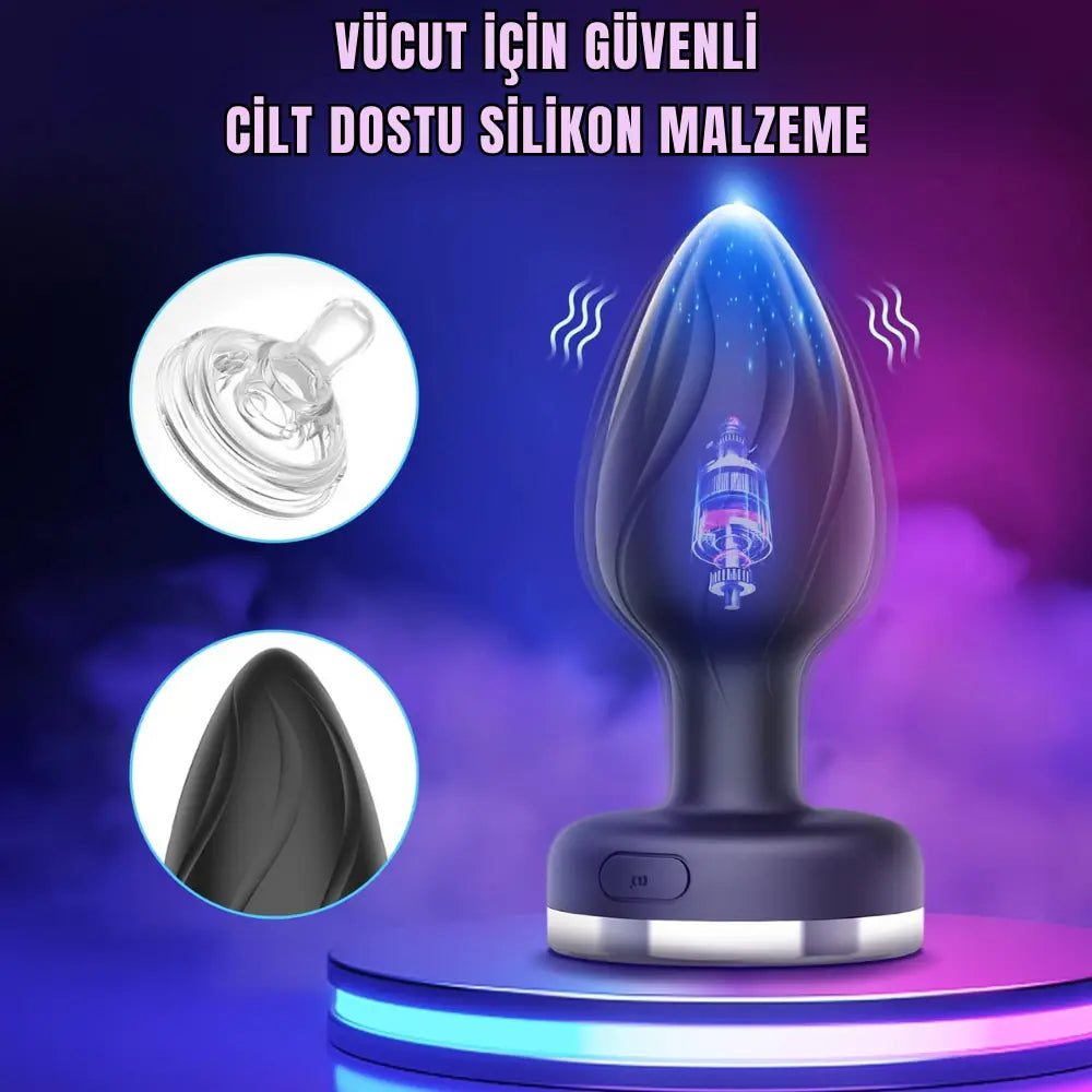 PRIME TOYS Işıklı Anal Plug Titreşimli Kablosuz Kumandalı Giyilebilir Anal Vibratör