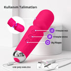 Artemis - Şarjlı Çok Güçlü Titreşimli Masaj Aleti Göğüs ve Klitoris Uyarıcı Wand Massager Vibratör