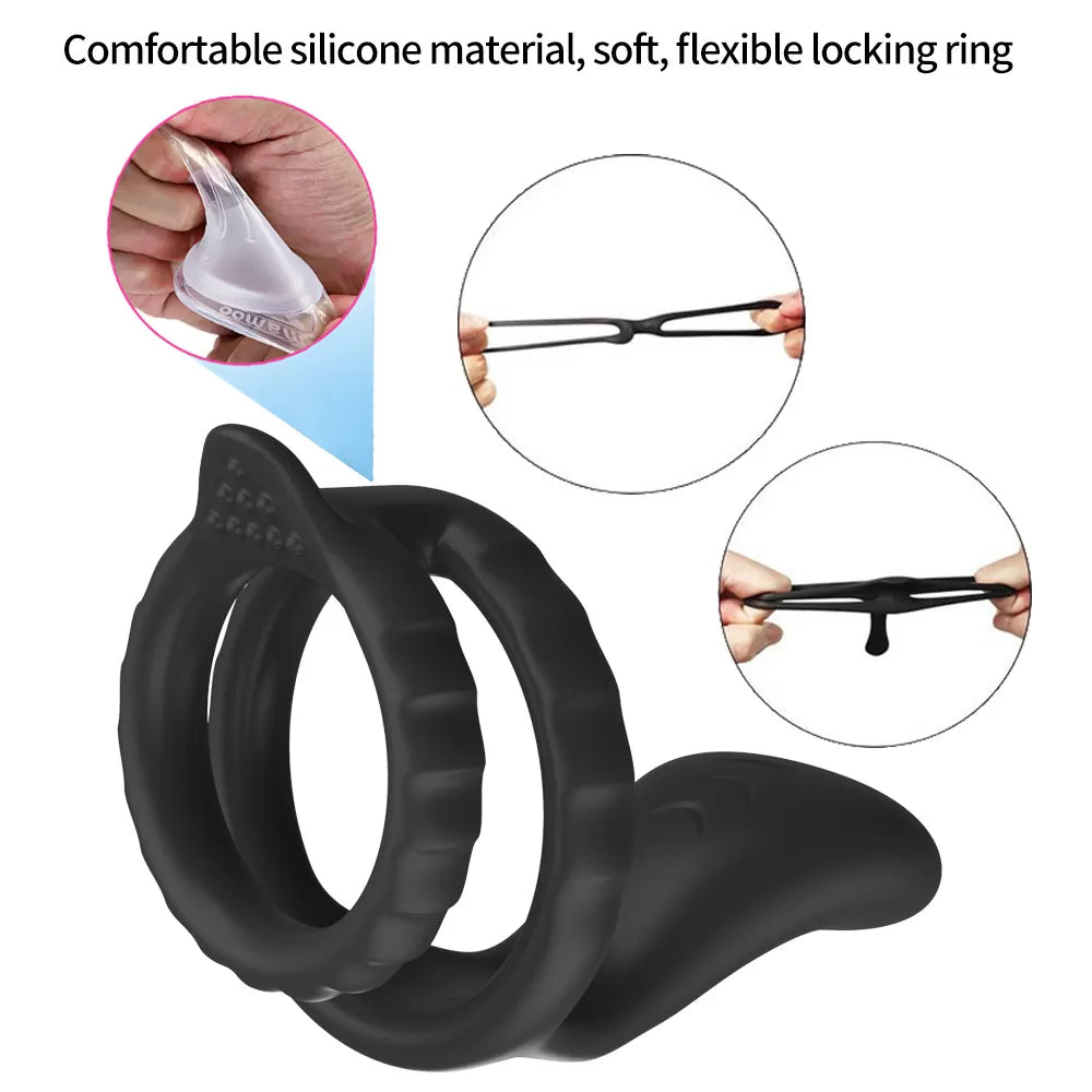 Tail Pro - Şarjlı Güçlü Titreşimli Perine Uyarıcı Esnek Testis ve Penis Halkası