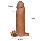 7.5 CM Dolgulu Gerçekçi Melez Doku Titreşimli Kalın Penis Kılıfı - Pleasure X-Tender