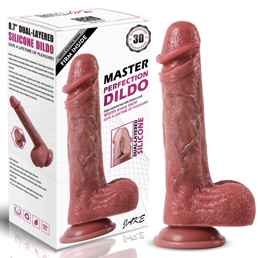 Jake - Ultra Yumuşak Doku Çift Katmanlı Mavi Damarlı Realistik Dildo Gerçekçi Yapay Penis 22x4.3 CM