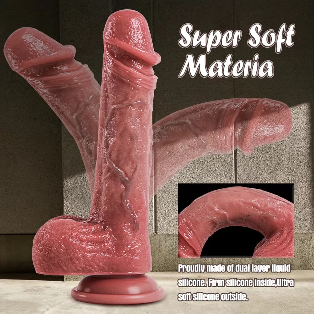 Jake - Ultra Yumuşak Doku Çift Katmanlı Mavi Damarlı Realistik Dildo Gerçekçi Yapay Penis 22x4.3 CM
