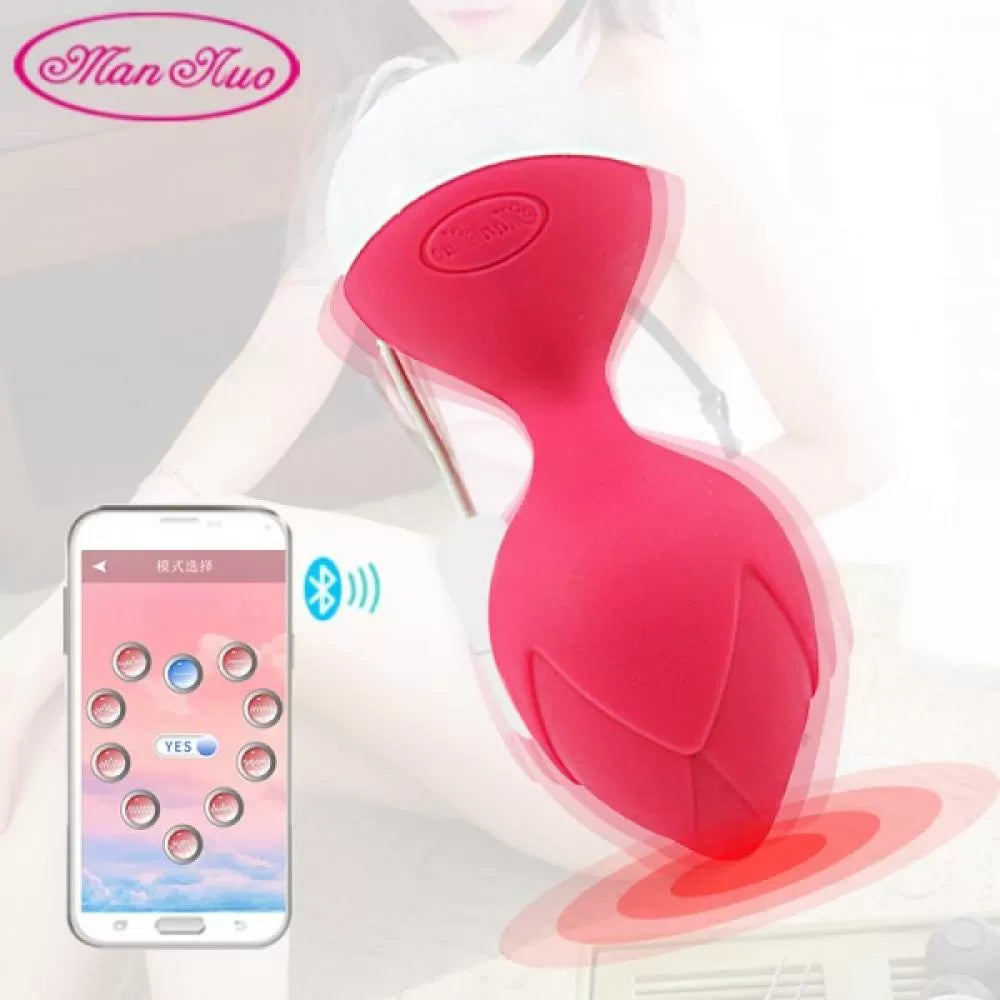 Mannuo - Telefon Kontrollü Bluetooth Destekli Güçlü Titreşimli Vibratör G Spot Uyarıcı Orgazm Kegel Topu