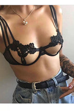 Sens Fantezi İç Giyim Seksi Dikkat Çekici Erotik Sütyen Külot Set Alt Üst Takım Siyah - 4336