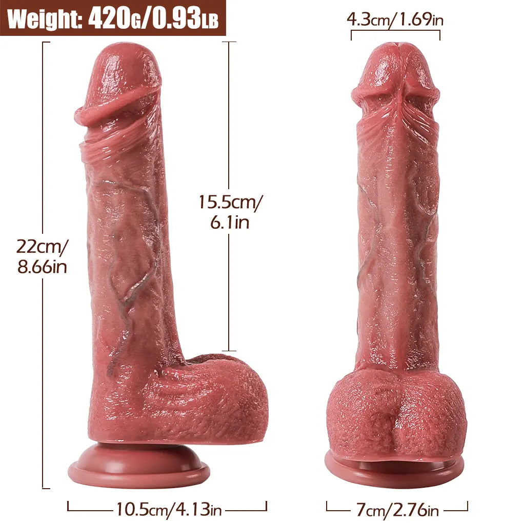 Jake - Ultra Yumuşak Doku Çift Katmanlı Mavi Damarlı Realistik Dildo Gerçekçi Yapay Penis 22x4.3 CM