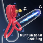 Rose Double Ring - Gül Tasarımlı Klitoris Uyarıcı Titreşimli Testis ve Penis Halkası
