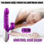 T10 - Şarjlı Akıllı Isıtmalı İleri Geri ve Dil Hareketli G-Spot ve Klitoris Uyarıcı 2 in 1 Yapay Penis Rabbit Vibratör
