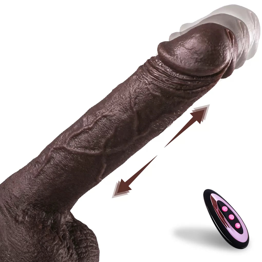 Frank - Şarjlı Uzaktan Kumandalı Isıtmalı İleri Geri Hareketli ve Rotasyonlu Realistik Dildo Gerçekçi Yapay Penis 25 CM