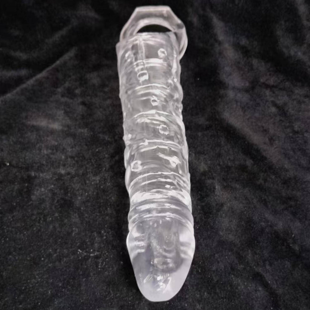 Gerçekçi Doku Penis Büyütücü ve Kalınlaştırıcı 6 CM Uzatmalı Şeffaf Realistik Penis Kılıfı 25 CM