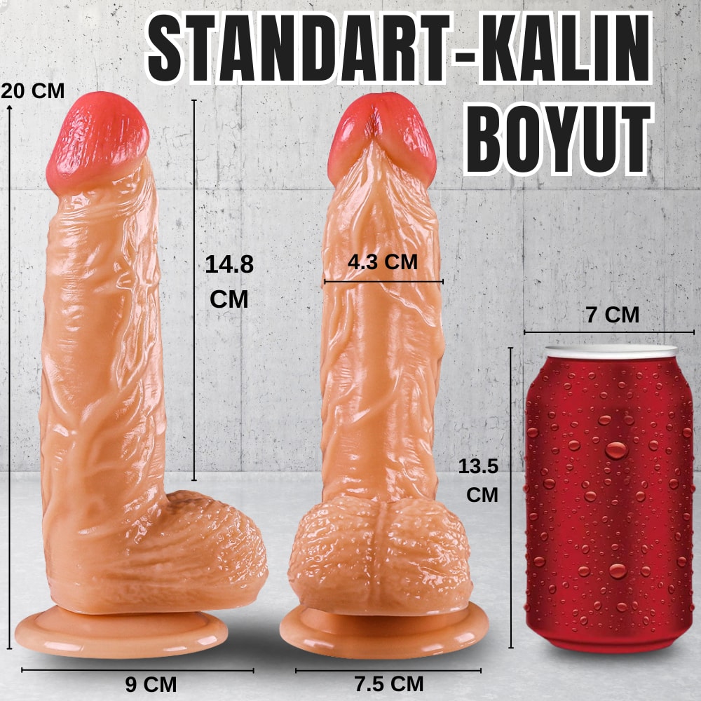 Güçlü Vantuzlu Damarlı Kalın Realistik Dildo Gerçekçi Yapay Penis 20x4.3 CM