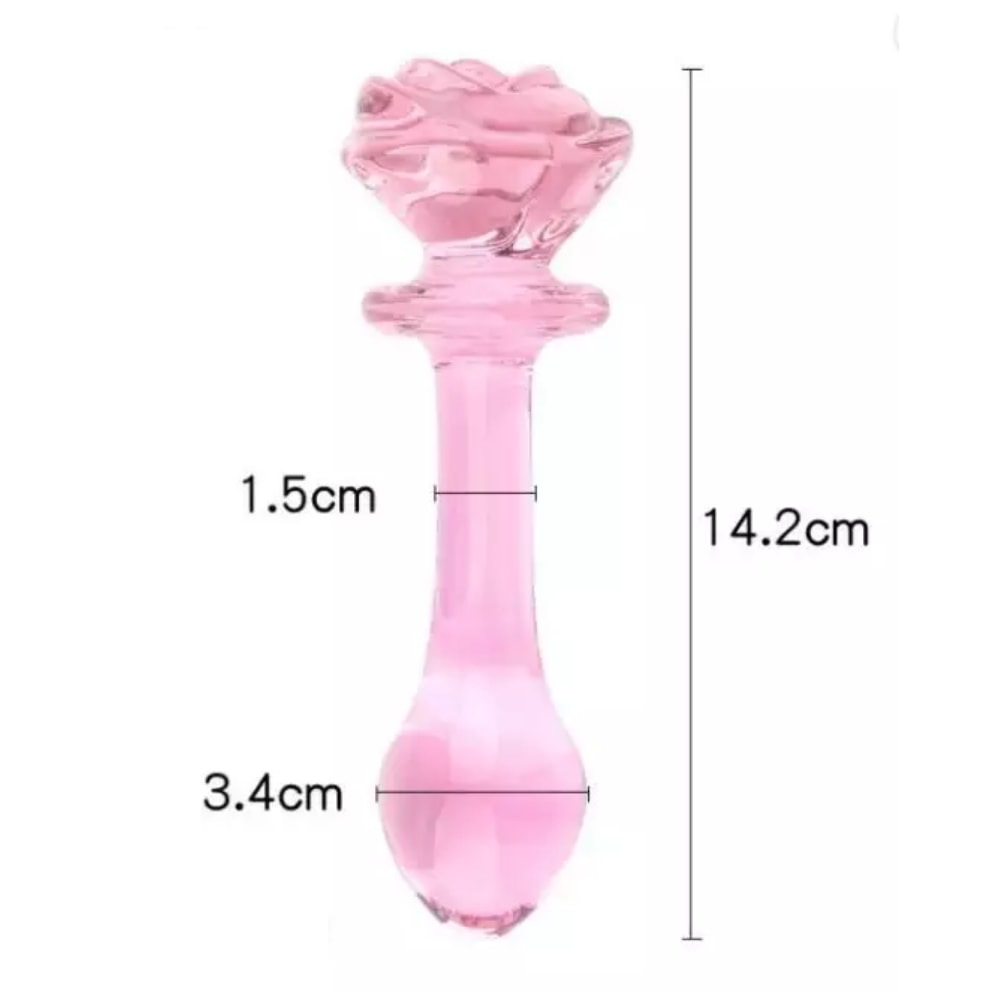 Sıcak Soğuk His Kristal Cam Anal Plug Dildo Pembe 14 CM