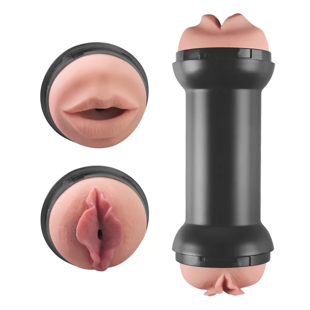 Tutma ve Saklama Dumbell Kutulu Çift Taraflı Oral Vajina Girişli Gerçekçi Mastürbatör 22 CM