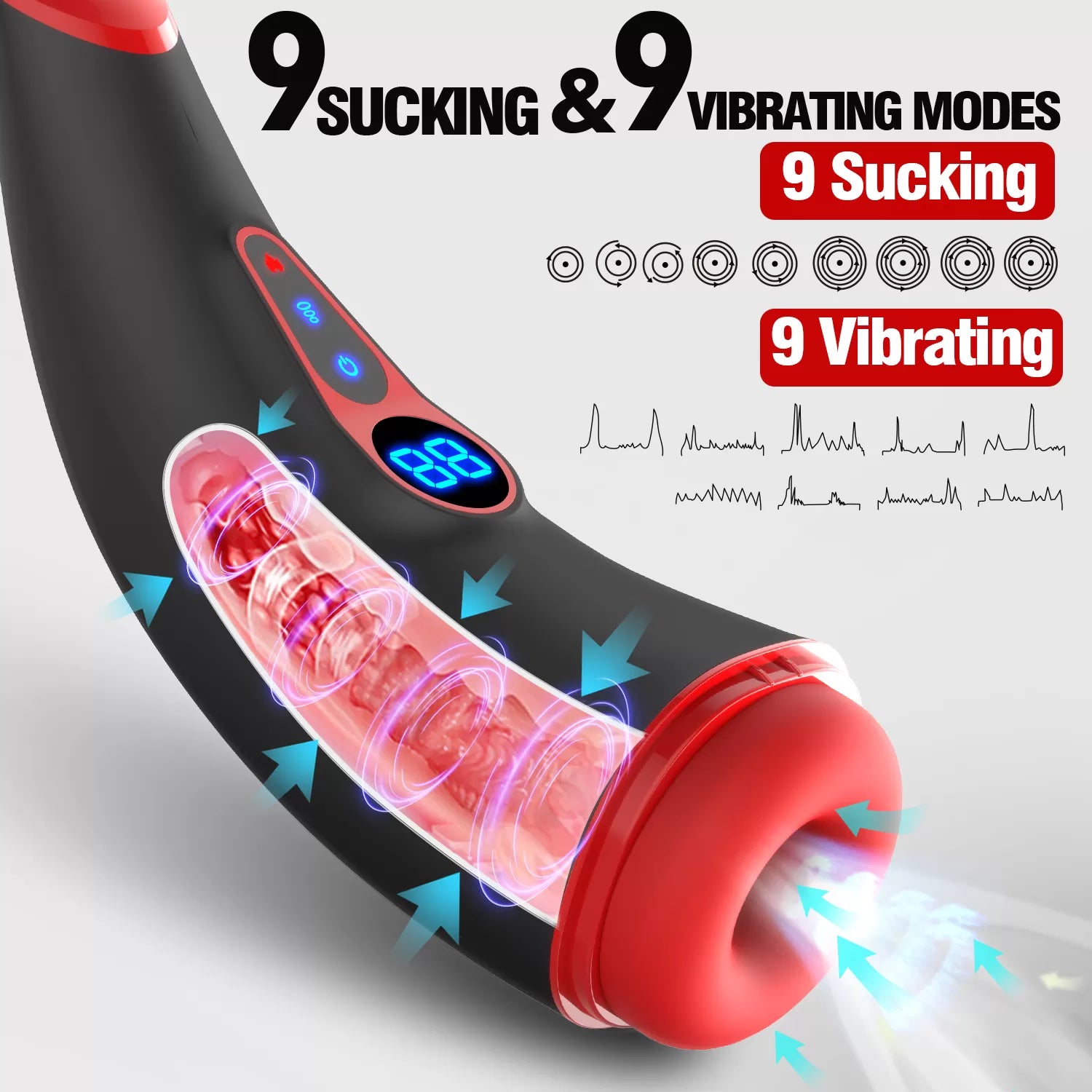 007 Pro Suck - Şarjlı Isıtmalı İnleme Sesli Emiş ve Titreşimli Vajina Dijital Ekran Otomatik Mastürbatör
