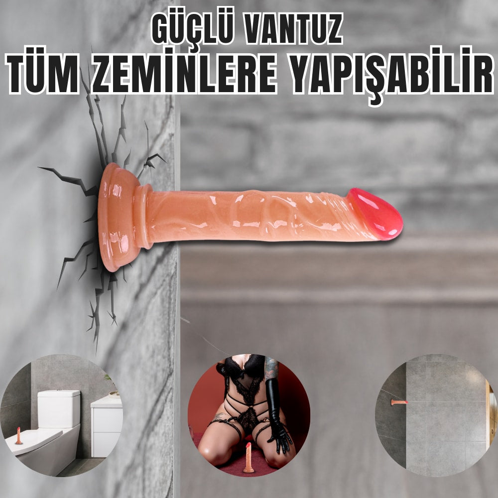 Güçlü Vantuzlu Testissiz Realistik Mini Dildo Anal Vajina Kullanım Gerçekçi Yapay Penis 14x2.4 CM