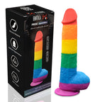 Onur Bayrağı Renkli Ultra Yumuşak Doku Silikon Gerçekçi Yapay Penis Realistik Dildo 22.5x4 CM