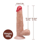 Hareketli Kayar Deri Çift Katmanlı Realistik Dildo Ultra Yumuşak Kalın Gerçekçi Yapay Penis 22x4.6 CM
