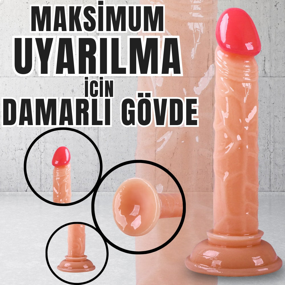 Güçlü Vantuzlu Testissiz Realistik Mini Dildo Anal Vajina Kullanım Gerçekçi Yapay Penis 14x2.4 CM