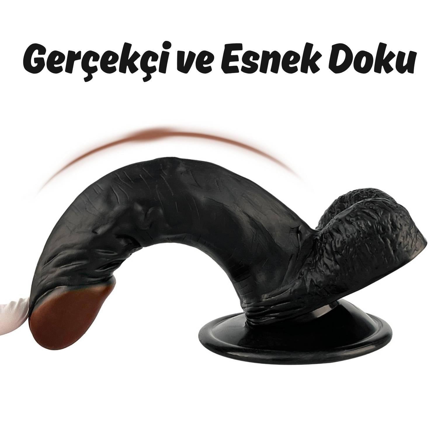 Ryan - Kumandalı Vantuzlu Güçlü Titreşimli Gerçekçi Zenci Yapay Penis Realistik Dokuda Dildo 21 CM