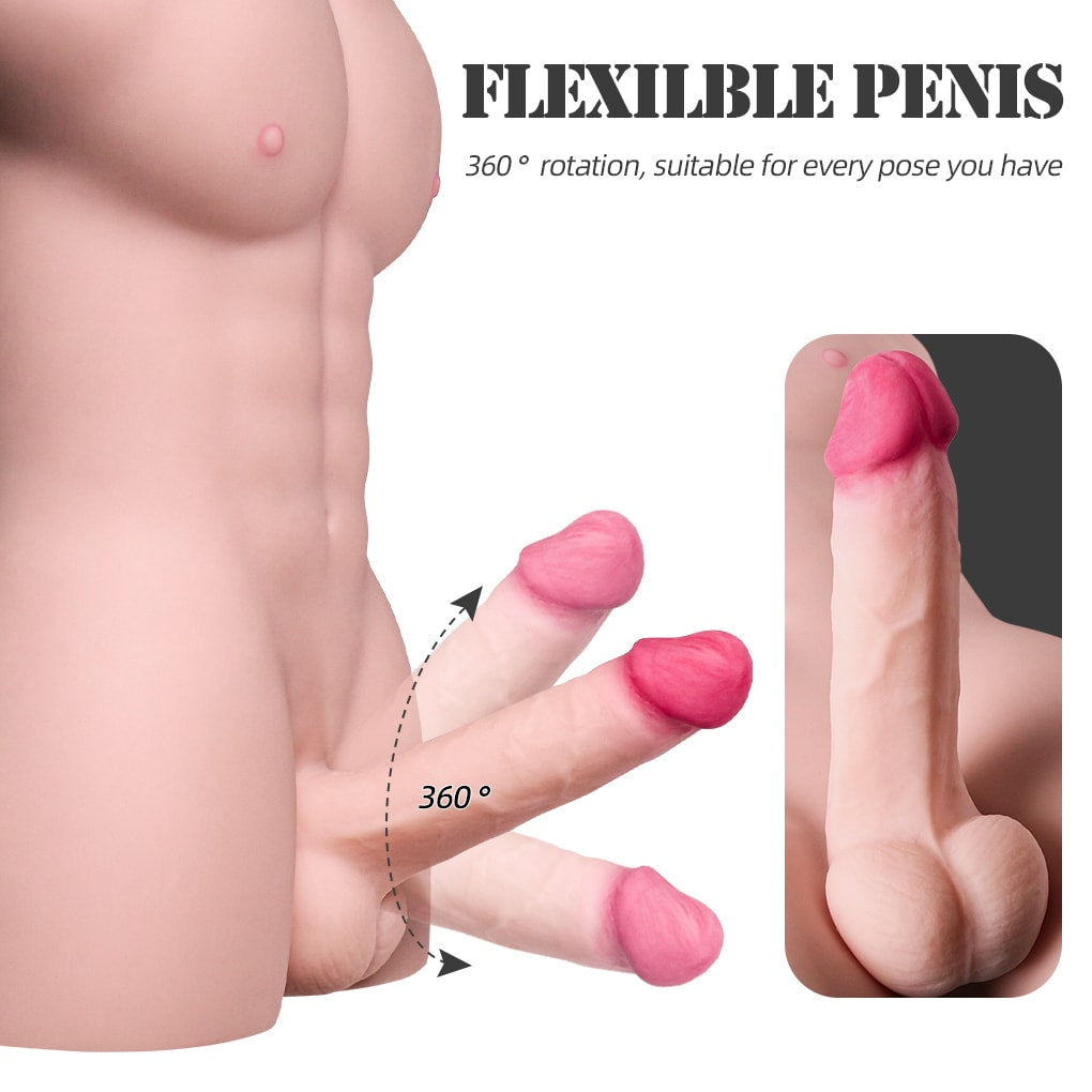 Grayson - Anal Girişli 16 CM Titreşimli Yapay Penis Erkek Realistik Manken Yarım Vücut Dildo