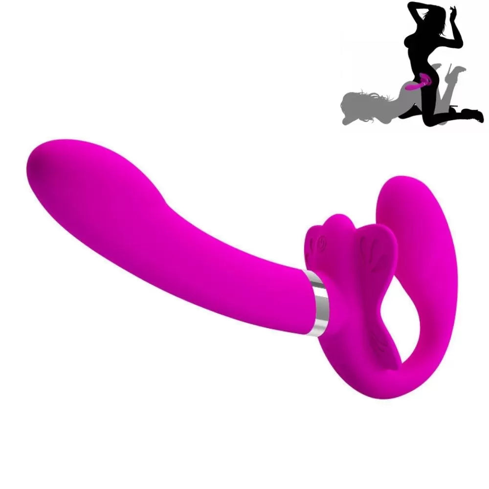 Valerie - Şarjlı Strapless Strapon Titreşimli Dildo G Nokta Klitoris Uyarıcı Giyilebilir 2 in 1 Çift Vibratörü