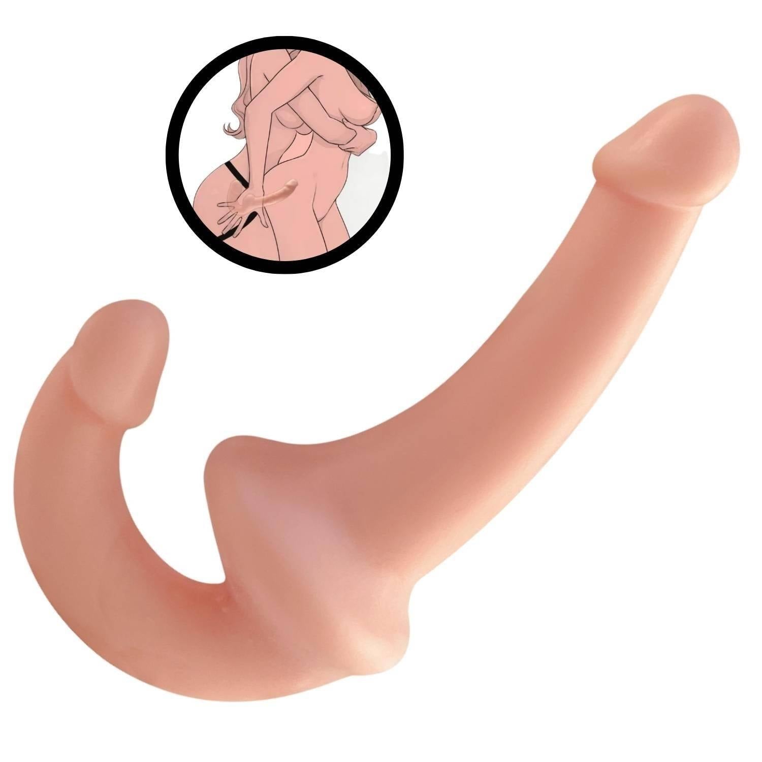 Ultra Soft Realistic Strapless Strap-on Double Dildo Yumuşak Doku Gerçekçi Çift Taraflı Realistik Yapay Penis