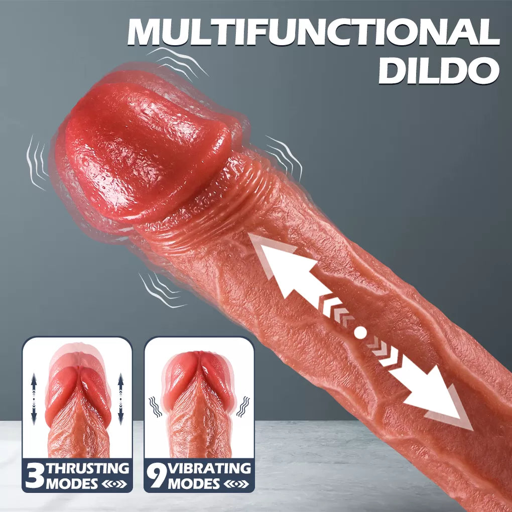Frank - Şarjlı Uzaktan Kumandalı Isıtmalı İleri Geri Hareketli ve Rotasyonlu Realistik Dildo Gerçekçi Yapay Penis 25 CM