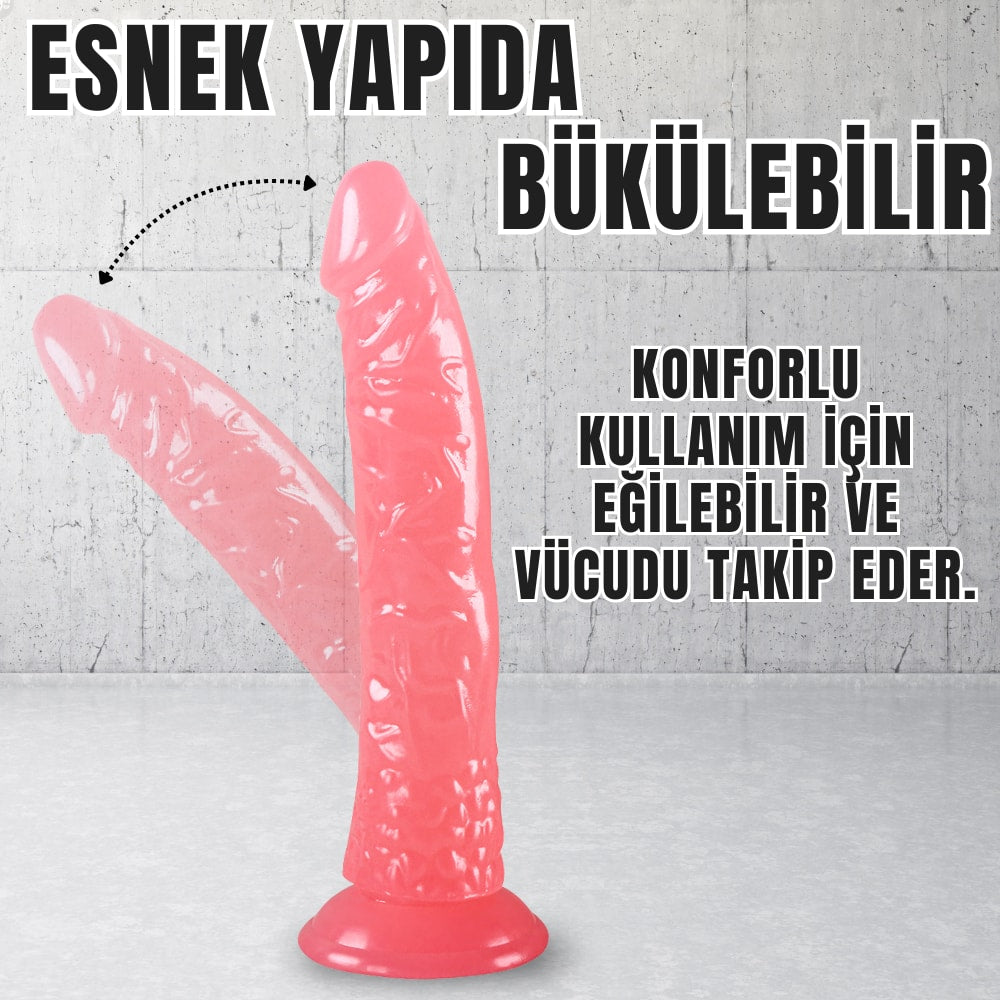 Güçlü Vantuzlu Damarlı Testissiz Realistik Dildo Anal Vajina Kullanım Gerçekçi Yapay Penis 21x3.5 CM